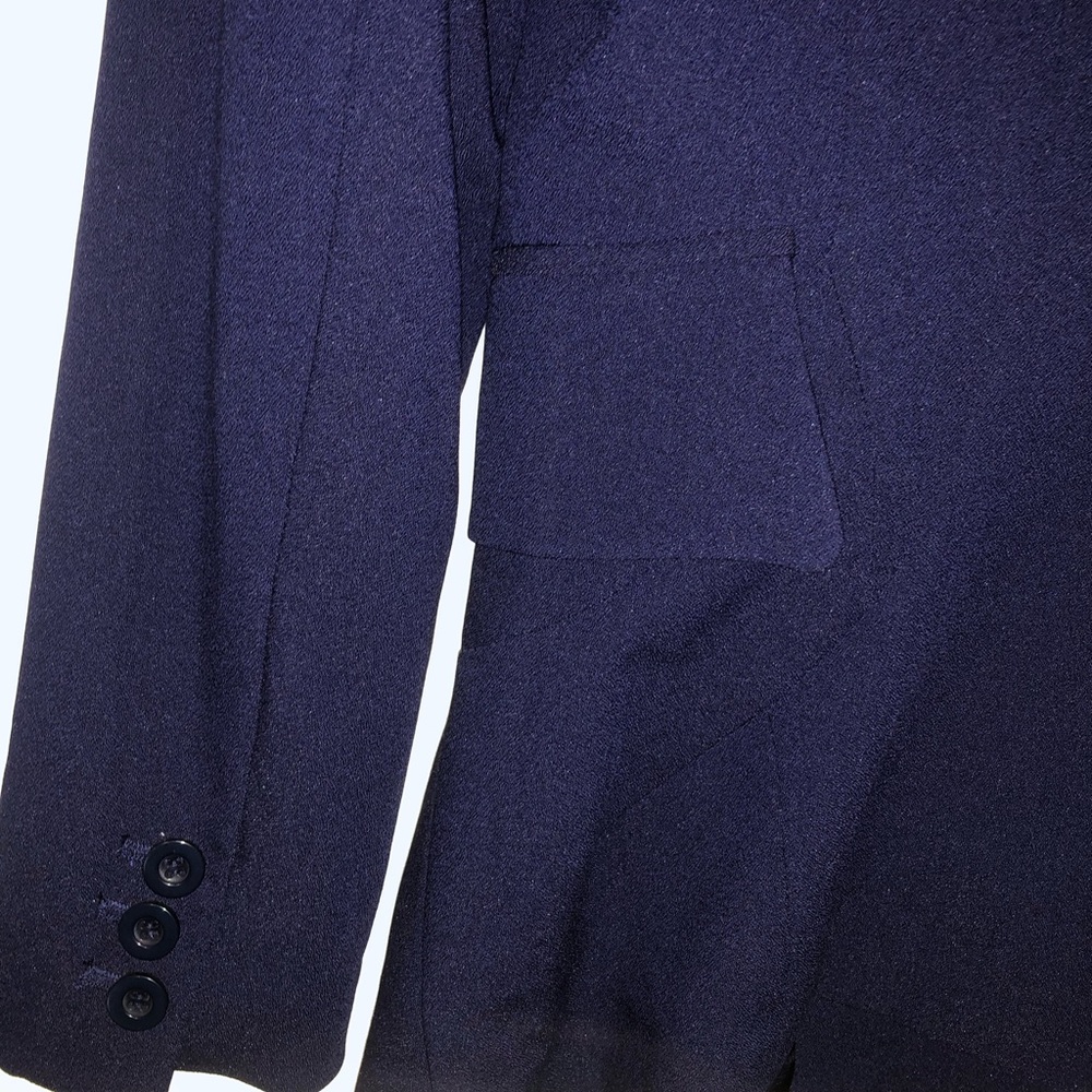 Women's Navy blue purple Blazer fitted lined peplum button tailored office - Picture 10 of 16